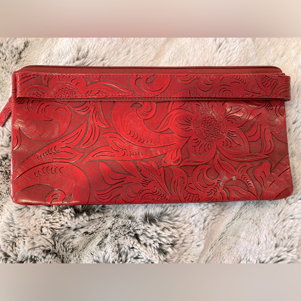 Red leather wristlet